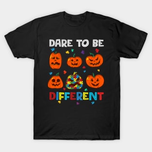 Dare To Be Different Pumpkin Autism Halloween T-Shirt